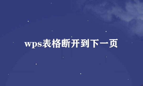 wps表格断开到下一页