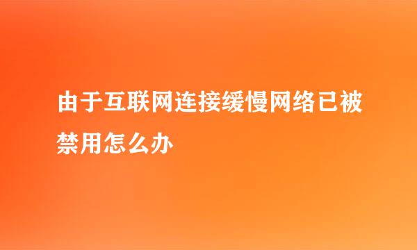 由于互联网连接缓慢网络已被禁用怎么办