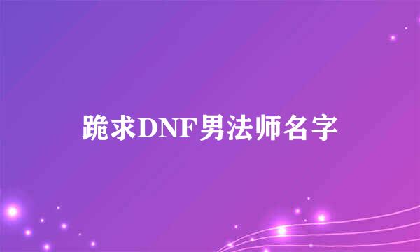 跪求DNF男法师名字