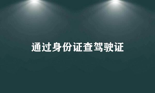 通过身份证查驾驶证