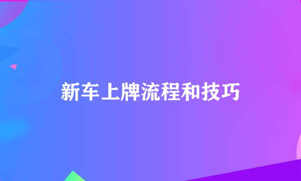 新车上牌流程和技巧