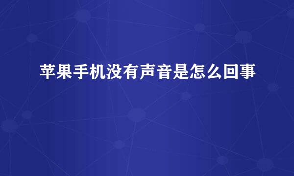 苹果手机没有声音是怎么回事