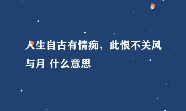 人生自古有情痴，此恨不关风与月 什么意思