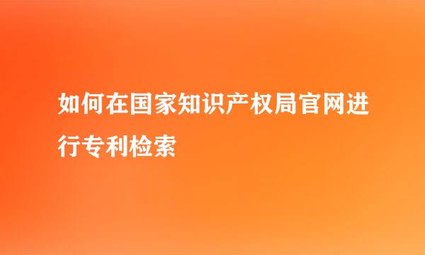 如何在国家知识产权局官网进行专利检索