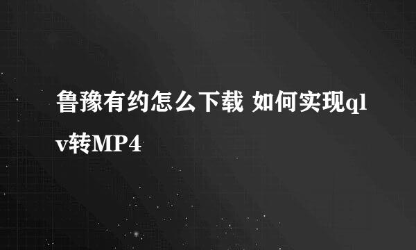 鲁豫有约怎么下载 如何实现qlv转MP4