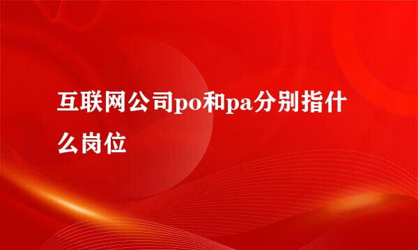 互联网公司po和pa分别指什么岗位