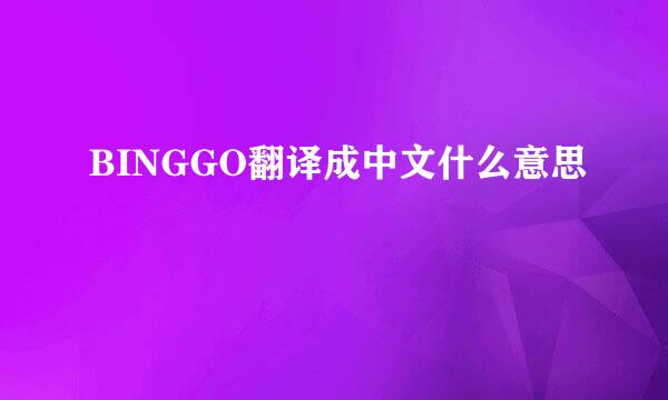 BINGGO翻译成中文什么意思