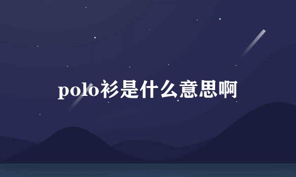 polo衫是什么意思啊