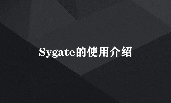 Sygate的使用介绍