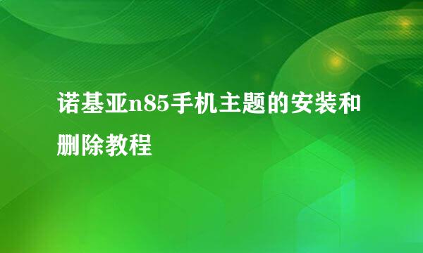 诺基亚n85手机主题的安装和删除教程