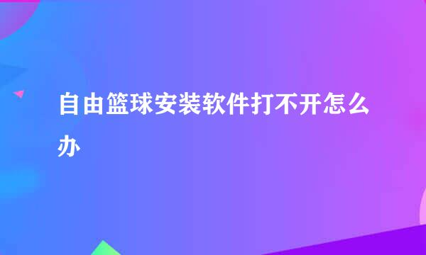 自由篮球安装软件打不开怎么办