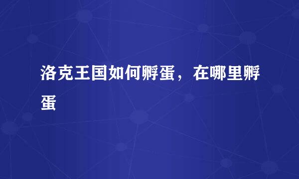 洛克王国如何孵蛋，在哪里孵蛋