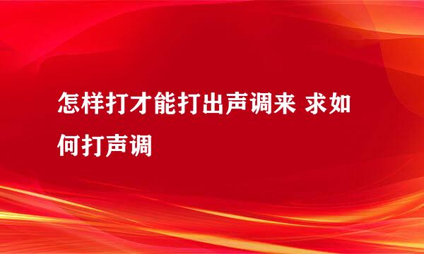 怎样打才能打出声调来 求如何打声调