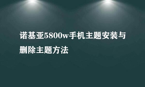 诺基亚5800w手机主题安装与删除主题方法