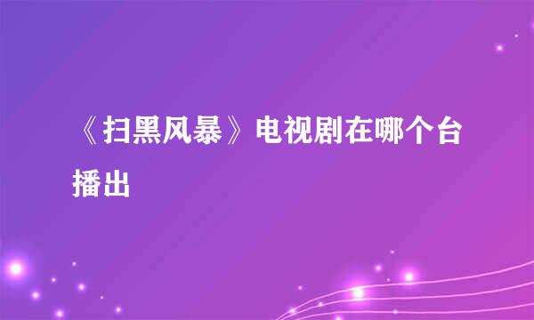 《扫黑风暴》电视剧在哪个台播出