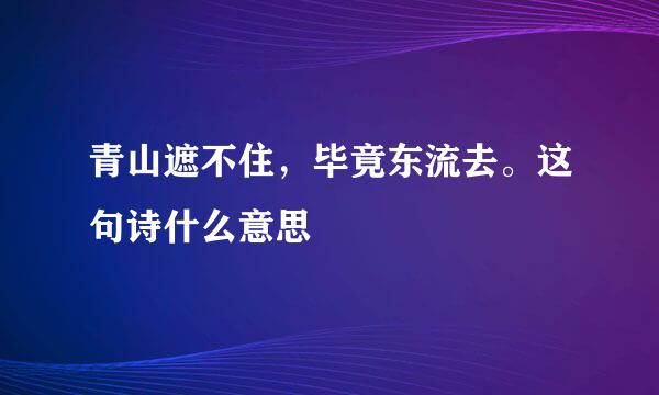 青山遮不住，毕竟东流去。这句诗什么意思