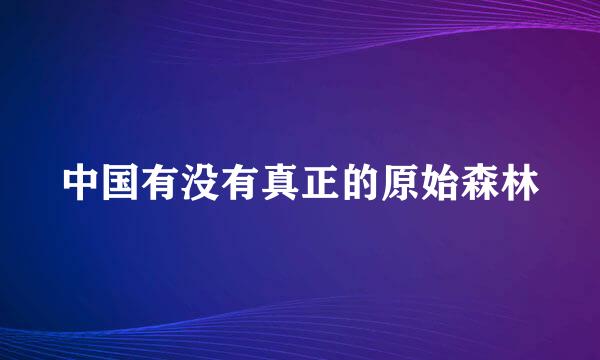 中国有没有真正的原始森林