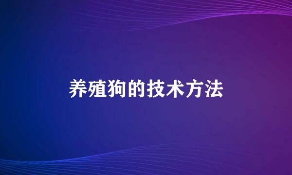 养殖狗的技术方法