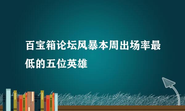 百宝箱论坛风暴本周出场率最低的五位英雄