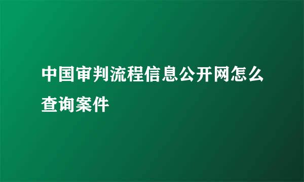 中国审判流程信息公开网怎么查询案件