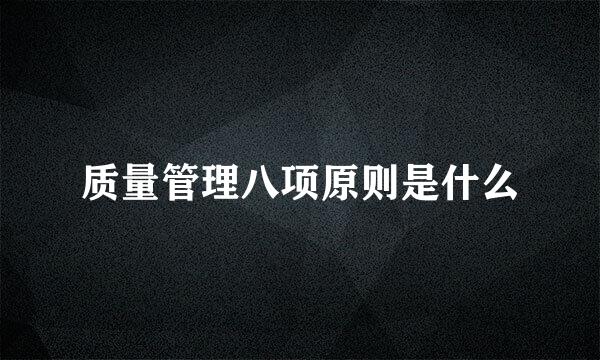 质量管理八项原则是什么