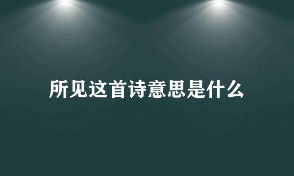 所见这首诗意思是什么