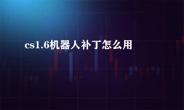 cs1.6机器人补丁怎么用