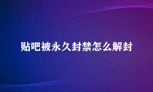 贴吧被永久封禁怎么解封