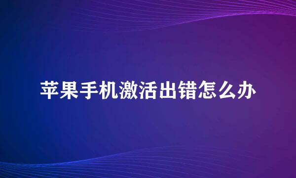 苹果手机激活出错怎么办