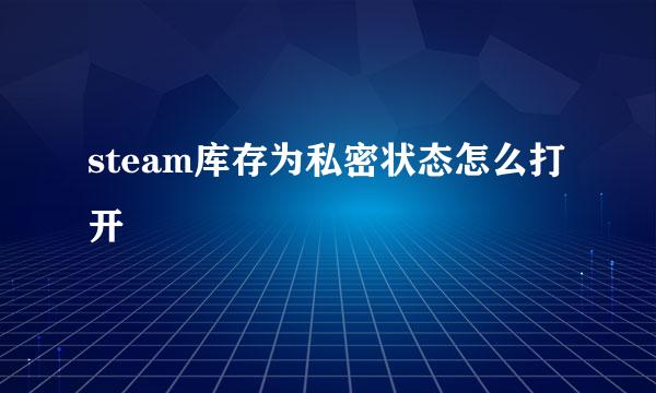 steam库存为私密状态怎么打开