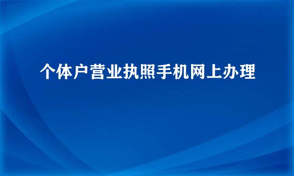 个体户营业执照手机网上办理