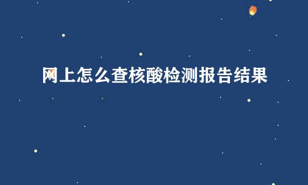 网上怎么查核酸检测报告结果