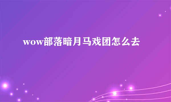 wow部落暗月马戏团怎么去