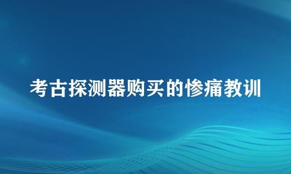 考古探测器购买的惨痛教训