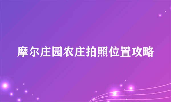 摩尔庄园农庄拍照位置攻略