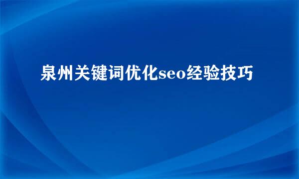 泉州关键词优化seo经验技巧