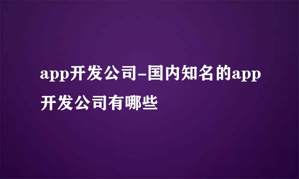 app开发公司-国内知名的app开发公司有哪些