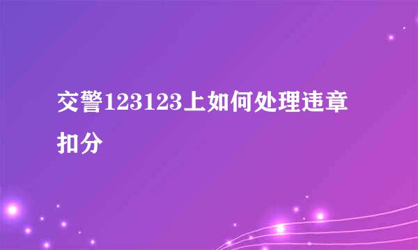 交警123123上如何处理违章扣分