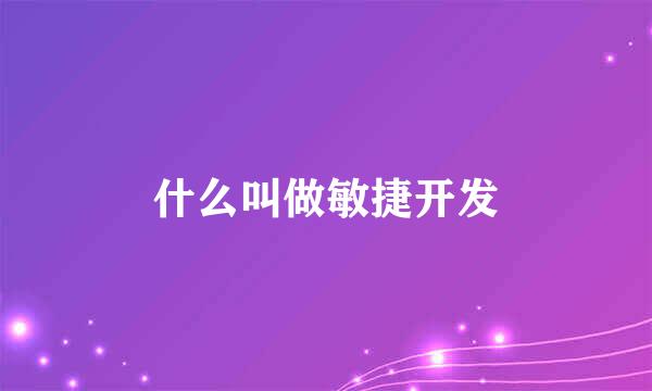 什么叫做敏捷开发