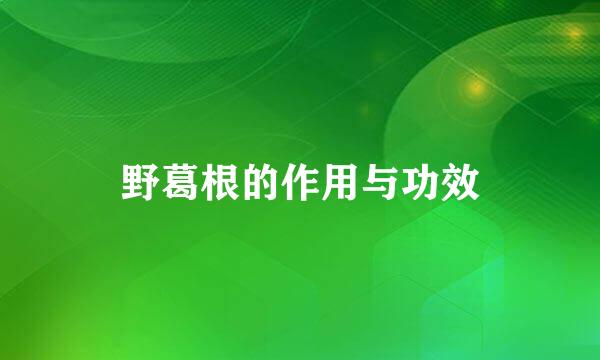 野葛根的作用与功效