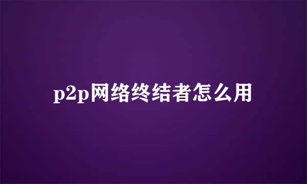 p2p网络终结者怎么用