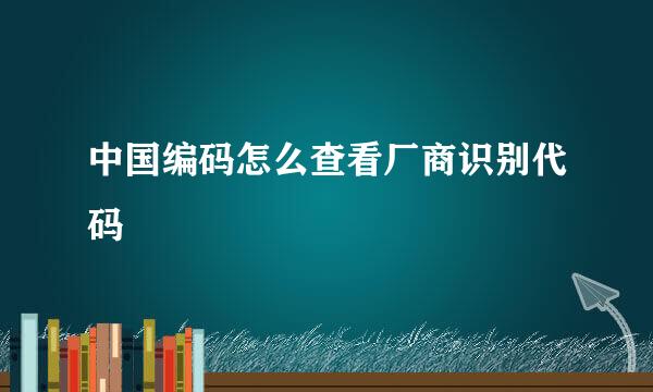 中国编码怎么查看厂商识别代码