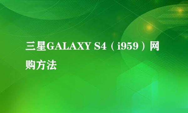 三星GALAXY S4（i959）网购方法