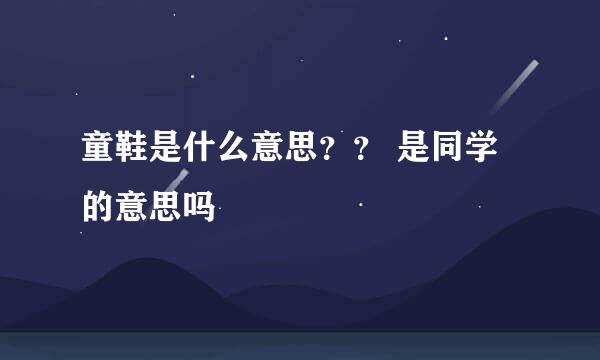 童鞋是什么意思？？ 是同学的意思吗