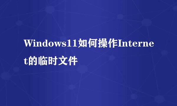 Windows11如何操作Internet的临时文件