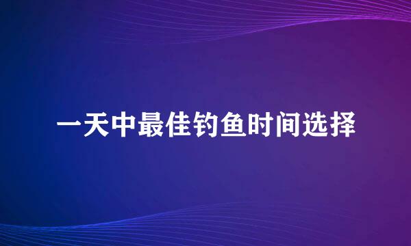 一天中最佳钓鱼时间选择