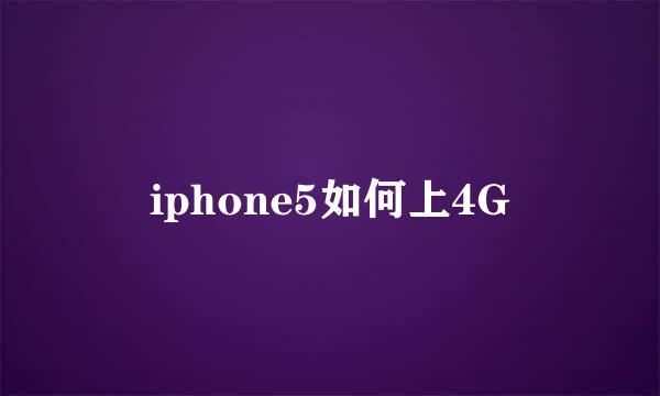 iphone5如何上4G