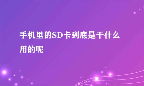 手机里的SD卡到底是干什么用的呢