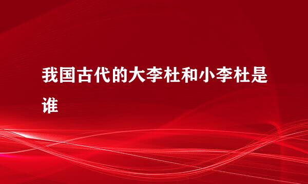 我国古代的大李杜和小李杜是谁