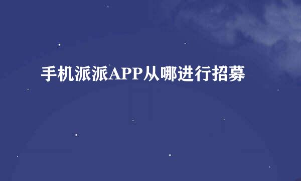 手机派派APP从哪进行招募